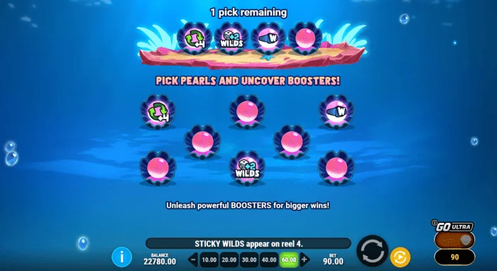 Manta Mayhem - pemilihan booster sebelum Free Spins