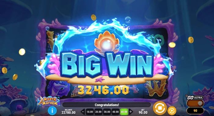 Manta Mayhem - kemenangan besar dalam Free Spins dengan pengganda x10